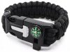 Bransoletka paracord krzesiwo kompas gwizdek survival czarna 5w1